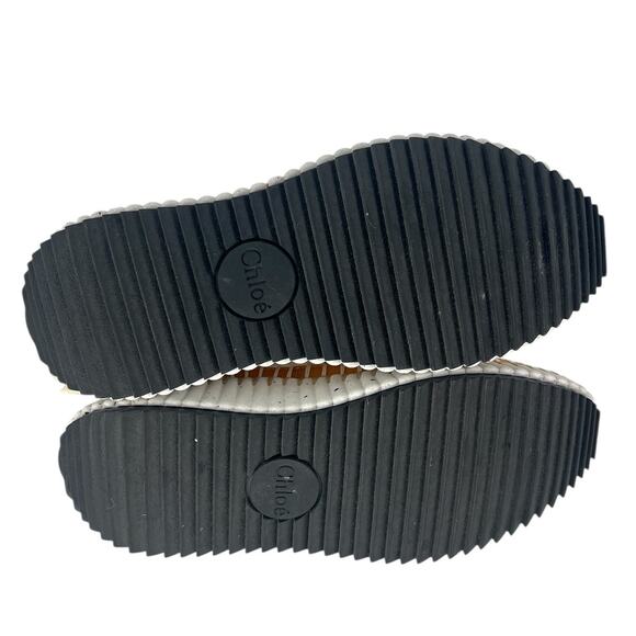 Chloe Nama Embroidered Suede And Recycled Mesh Sneakers in Soft White - Picture 15 of 15